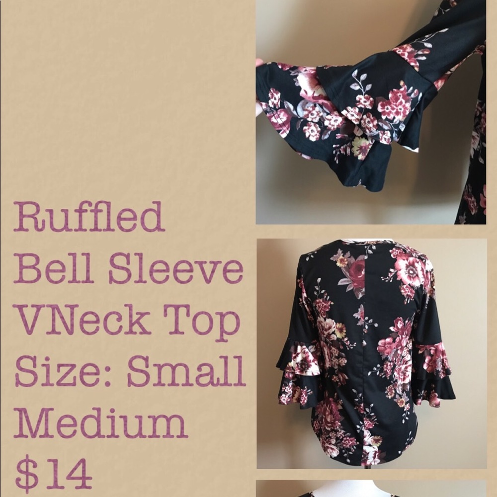 Ruffled bell sleeve floral top